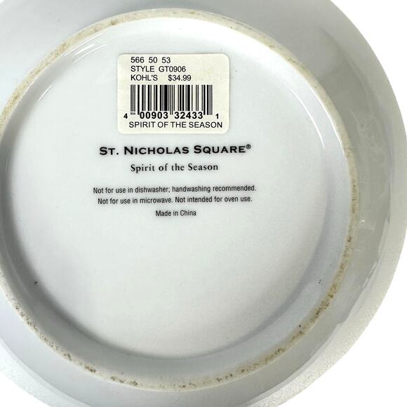 St Nicholas Square "Spirit of the Season" Elegant Gray Floral Gold Serving Bowl - Picture 4 of 4